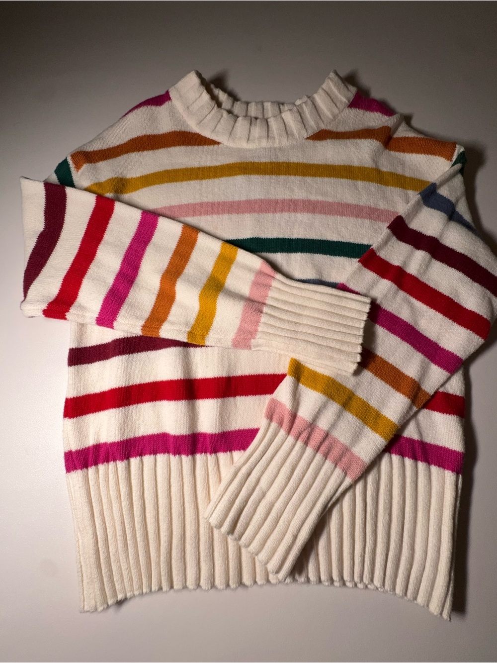 GAP Mock Neck Sweater Women’s Small Multicolor Rainbow Stripe NWT Ribbed